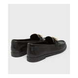New Look- Black Leather Chunky Chain Trim Loafers For Women