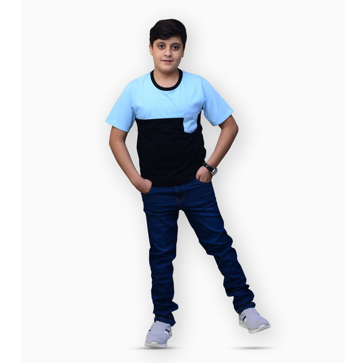 Kids Polo- Cut N Sew Tee - Blue