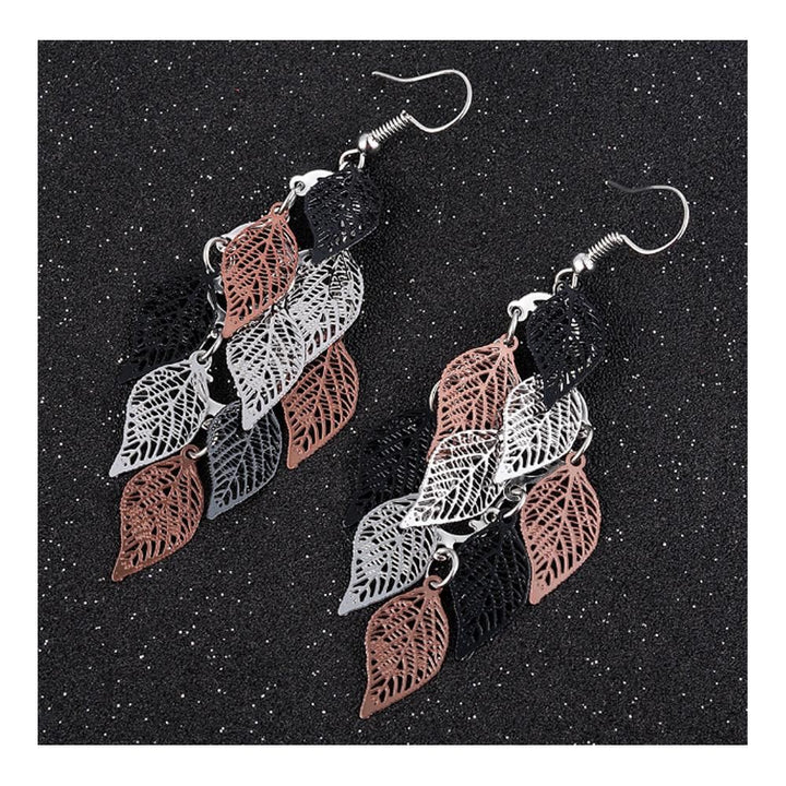 The Marshall- Brown Shaded Bohemian Leaves Earrings - TM-E-53-Bn