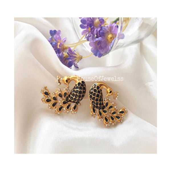House Of Jewels- Black  Peacock  Studs