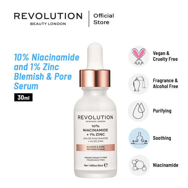 Revolution- Skincare 10% Niacinamide + 1% Zinc Blemish & Pore Refining Serum 30ml