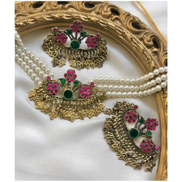 Jewels By Noor- Teen phool (earrings and choker)