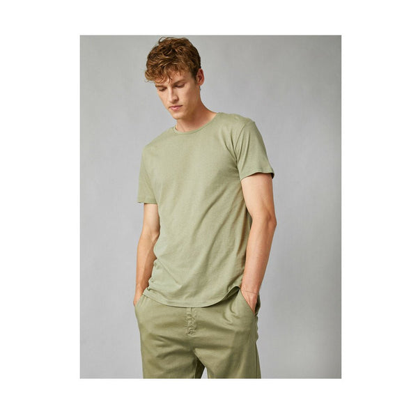 KOTON- Cotton Crew Neck Short Sleeve T-Shirt - Khaki