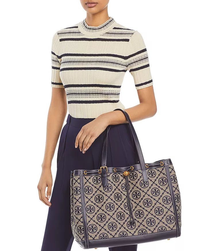 Tory Burch T monogram Large Jacquard Tote bag Tory Navy