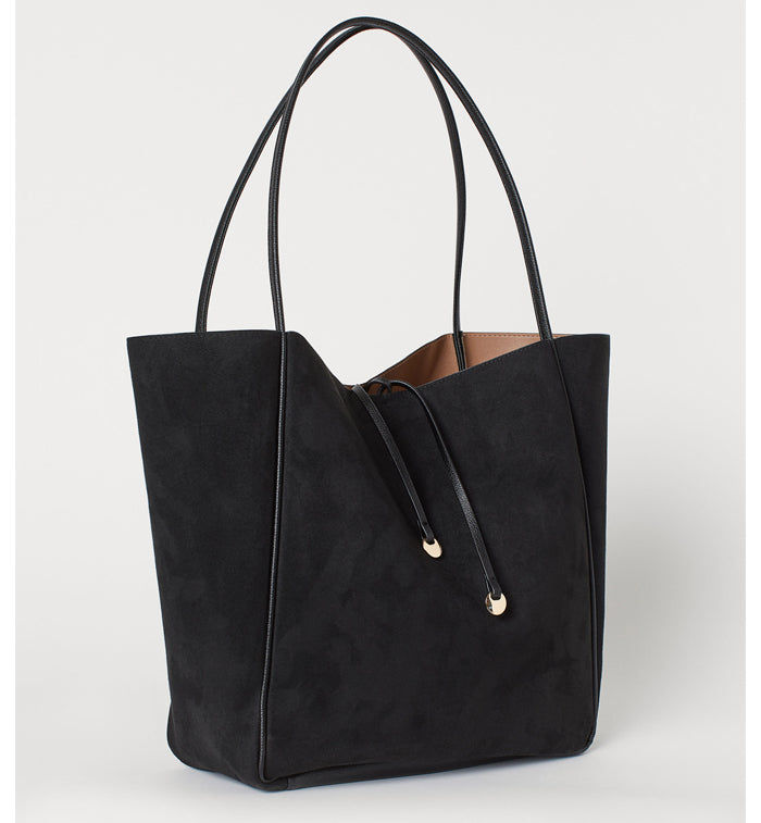 H&M- Black/Imitation Suede Shopper Bag
