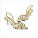 Elegancia - Womens Heels Transparent Clover Gold