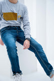 BOLT Button Fly Straight Denim Jeans - Mid Blue Pants Weave Wardrobe