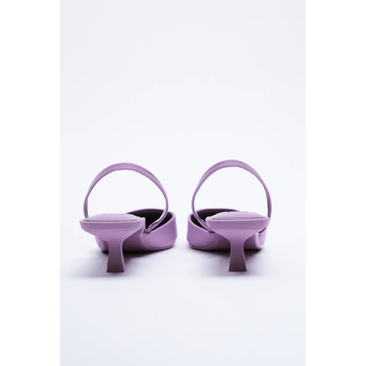 Zara- Slingback Kitten-Heel Shoes- Mauve Purple