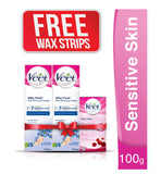 Veet- Free Face Wax Strips Sensitive With Two Veet Cream Sensitive, 100gm