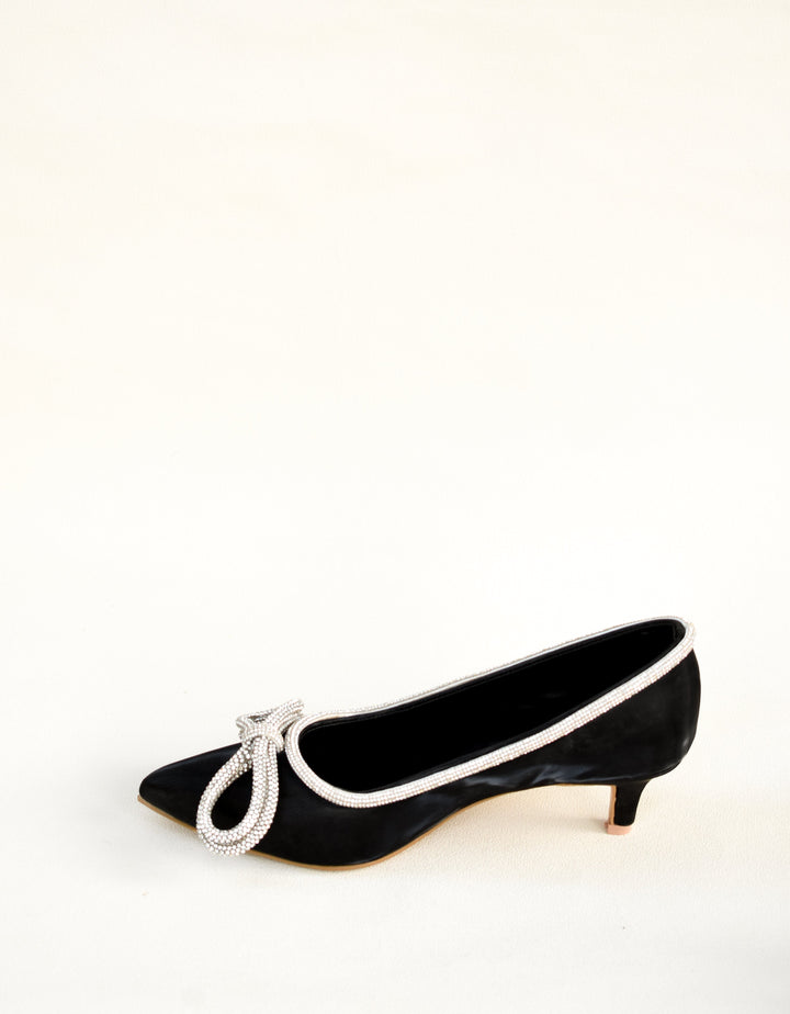 Jack Jees- Diamante Bow Heels Black