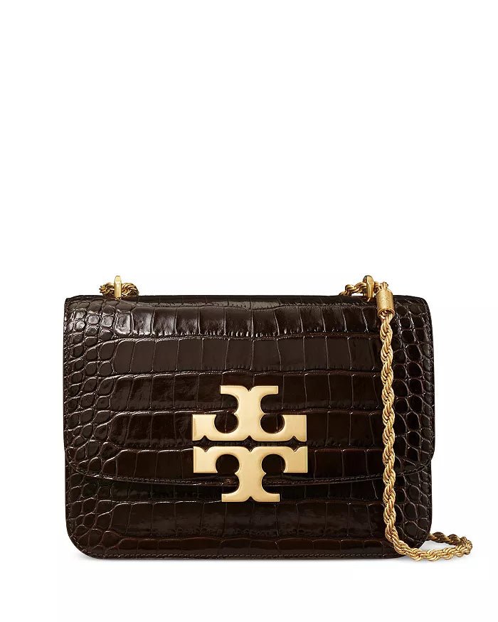 Tory Burch Kira Chevron Small Flap Shoulder Bag Chocolate Liquor Rolled Gold