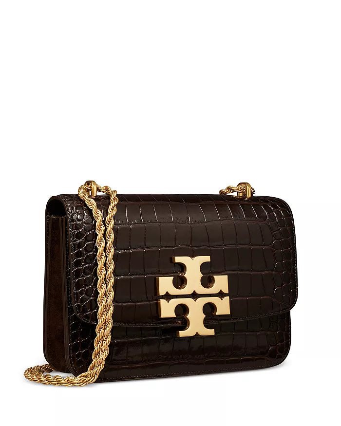 Tory Burch Eleanor Embossed small Convertible Dark mahagony