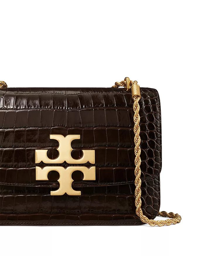 Tory Burch Eleanor Embossed small Convertible Dark mahagony