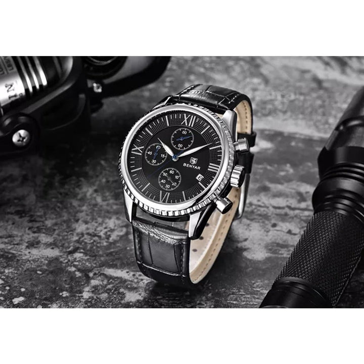 Benyar- Round Black Chronograph & Date BY-5129M Black