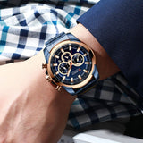 Curren- Chronograph Watches Casual Sports Wristwatch Mens- 8361- Blue