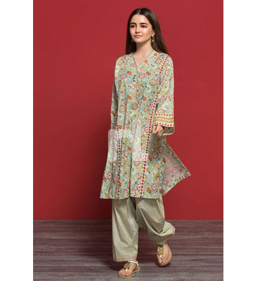 Nishat Linen- PPE19-05 Green Printed Stitched Shirt & Printed Shalwar - 2PC