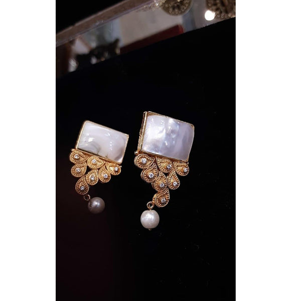 Pink Panda- Elegant White Stone Earrings