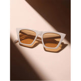 Shein- Acrylic Frame Tinted Lens Sunglasses- Beige