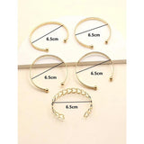 Shein- 5pcs Heart Decor Cuff Bracelet