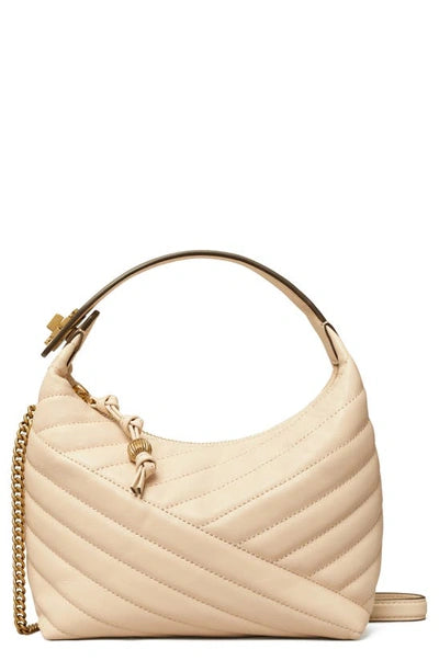 Tory Burch Kira Chevron Half moon bag New cream/Rolled gold