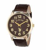 U.S. Polo Assn- Classic Mens Brown Croco Genuine Leather Band Analog Watch- USC50187