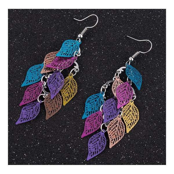 The Marshall- Multicolor Shaded Bohemian Leaves Earrings - TM-E-53-Mc