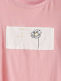 Shein- Rolled Sleeve Daisy Patch High Low T-shirt