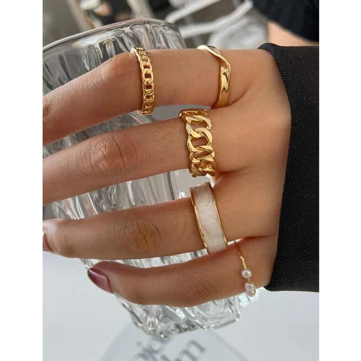 Shein- 5pcs Faux Pearl Decor Ring