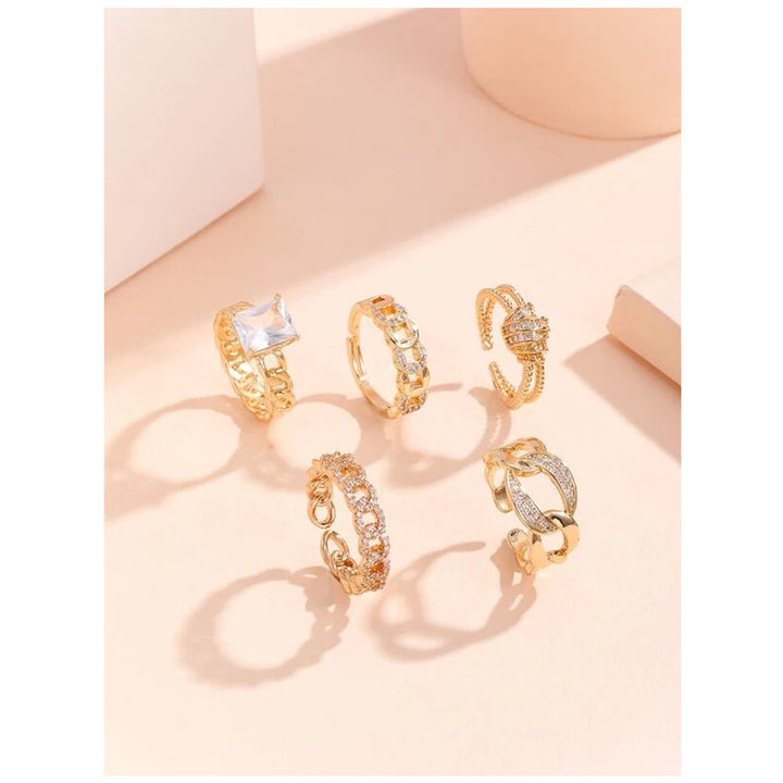 Shein- 5pcs Rhinestone Decor Ring