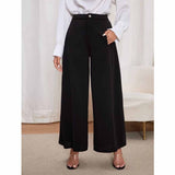 Shein - High Waist Hidden Pocket Wide Leg Pants