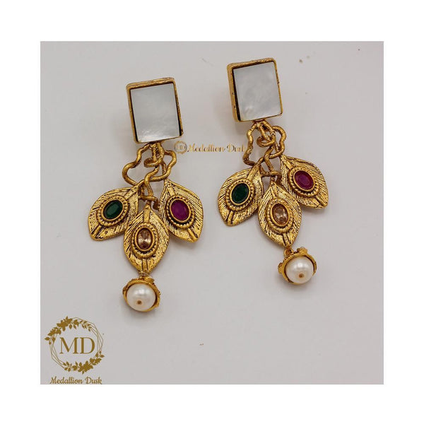 Medallion Dusk- Triple Leaf Earrings