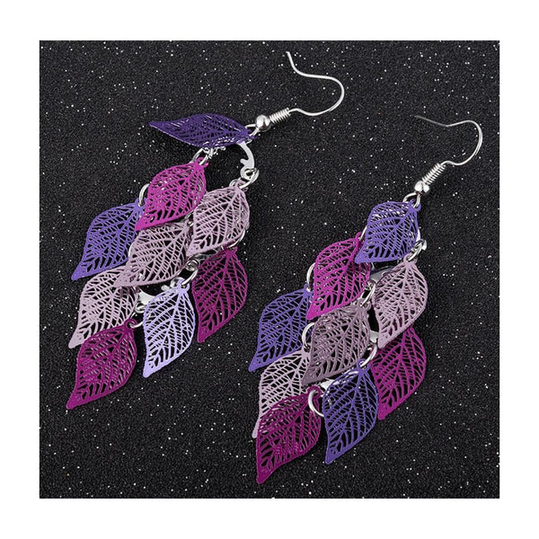 The Marshall- Purple Shaded Bohemian Leaves Earrings - TM-E-53-Pe