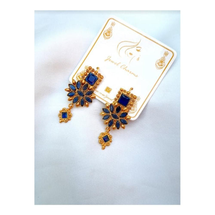 Jewel charms- Egyptian Navy Blue Flower Drops