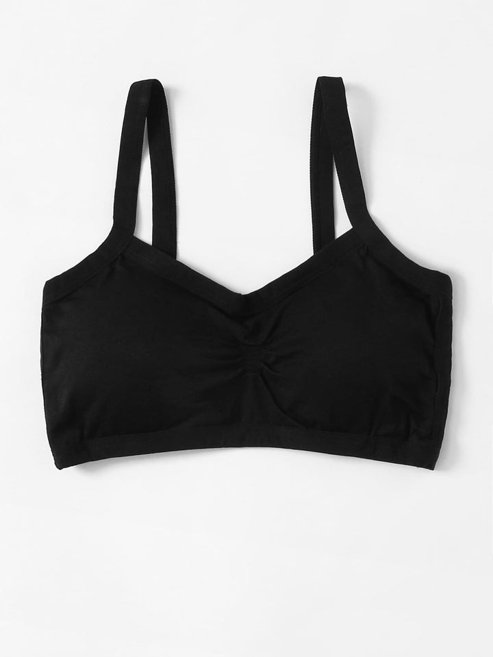 Shein- Ruched Detail Ladder Cut Out Bralette