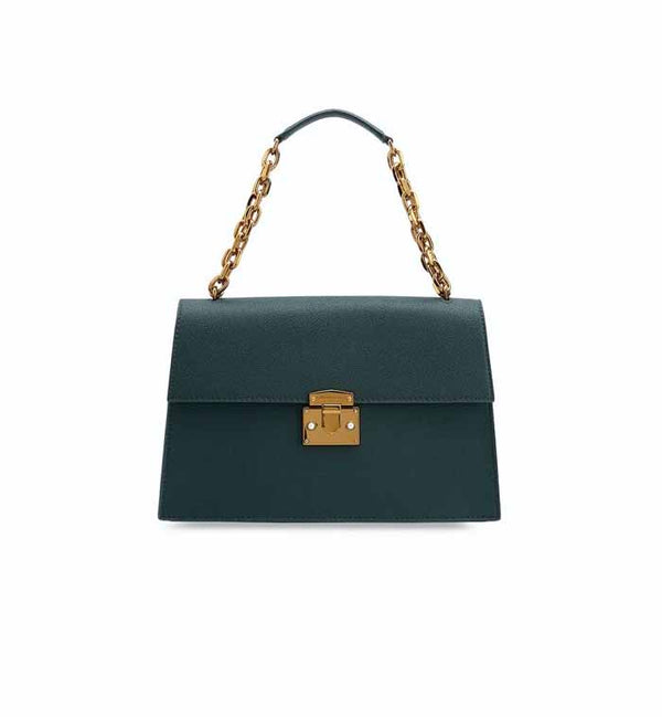 Charles & Keith- Chain Detail Push Lock Closure Shoulder Bag- Green