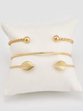 Shein- Stripe & Leaf Detail Cuff Bracelet Set 3pcs