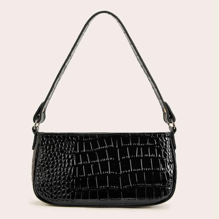 Shein- Croc Embossed Baguette Bag