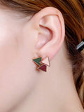 Shein- Color-block Triangle Stud Earrings 1pair