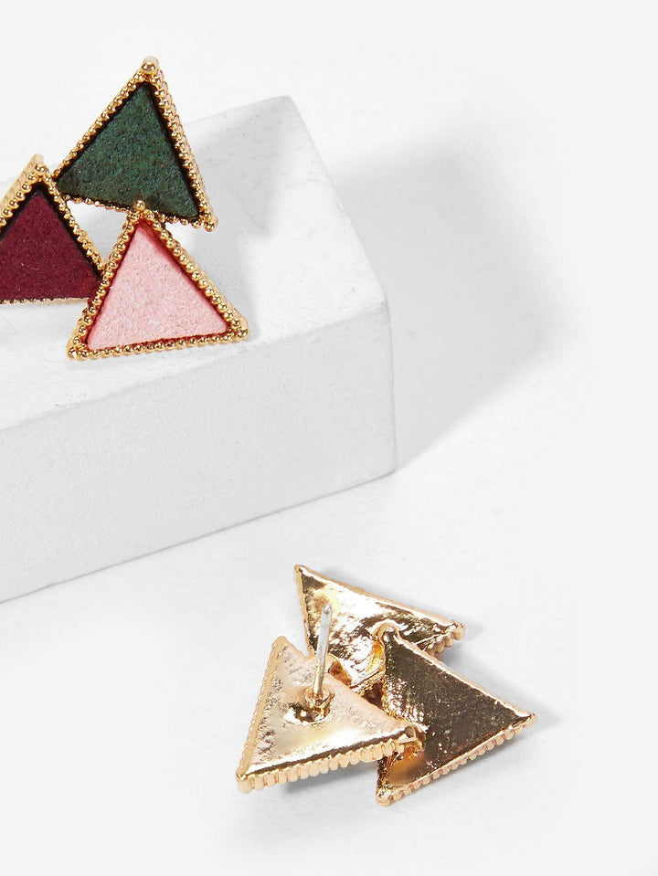 Shein- Color-block Triangle Stud Earrings 1pair