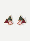 Shein- Color-block Triangle Stud Earrings 1pair