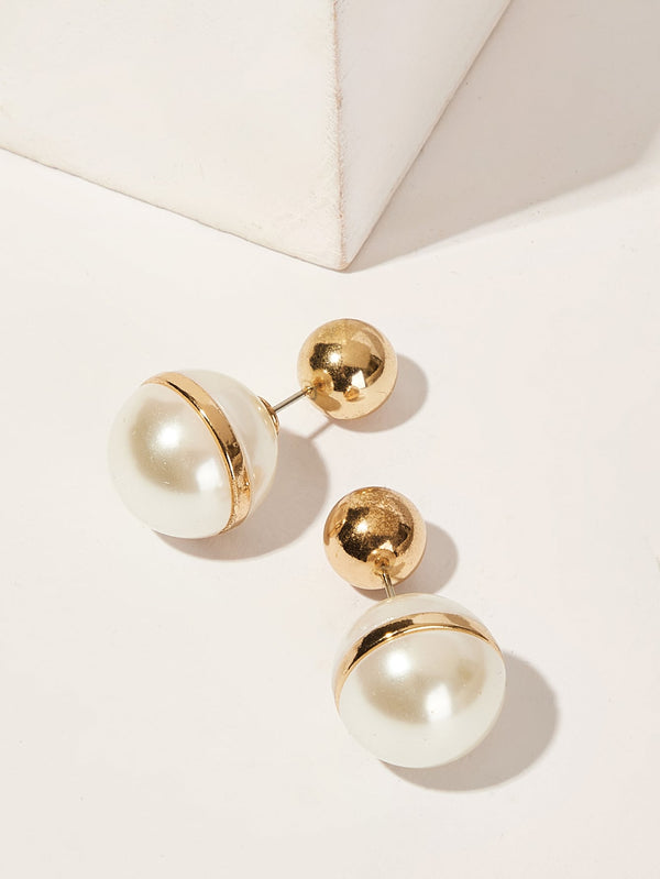 Shein - Faux Pearl  Stud Earrings 1pair