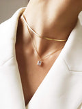 Shein-Rhinestone Layered Chain Necklace 1pc