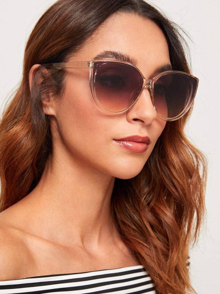 Shein- Transparent Frame Flat Lens Sunglasses