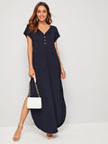SHEIN- Buttoned Front Curved Hem Tee Dress