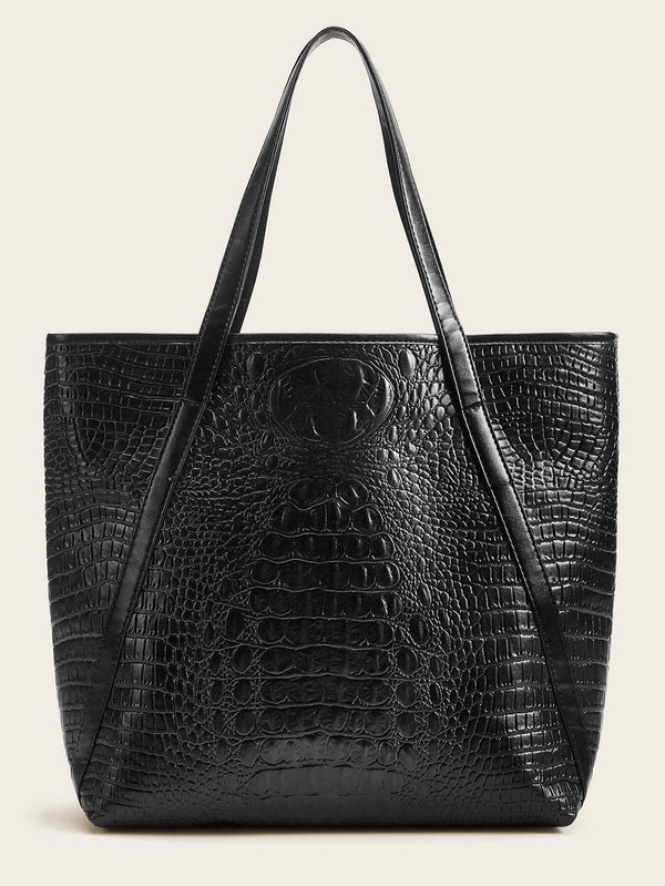 Shein- Minimalist Croc Embossed Tote Bag