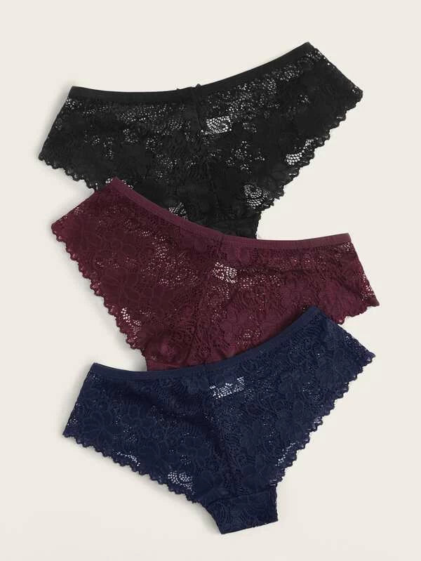 Shein- 3pack Floral Lace Panty Set