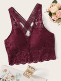 Shein- Floral Lace Criss Cross Bralette