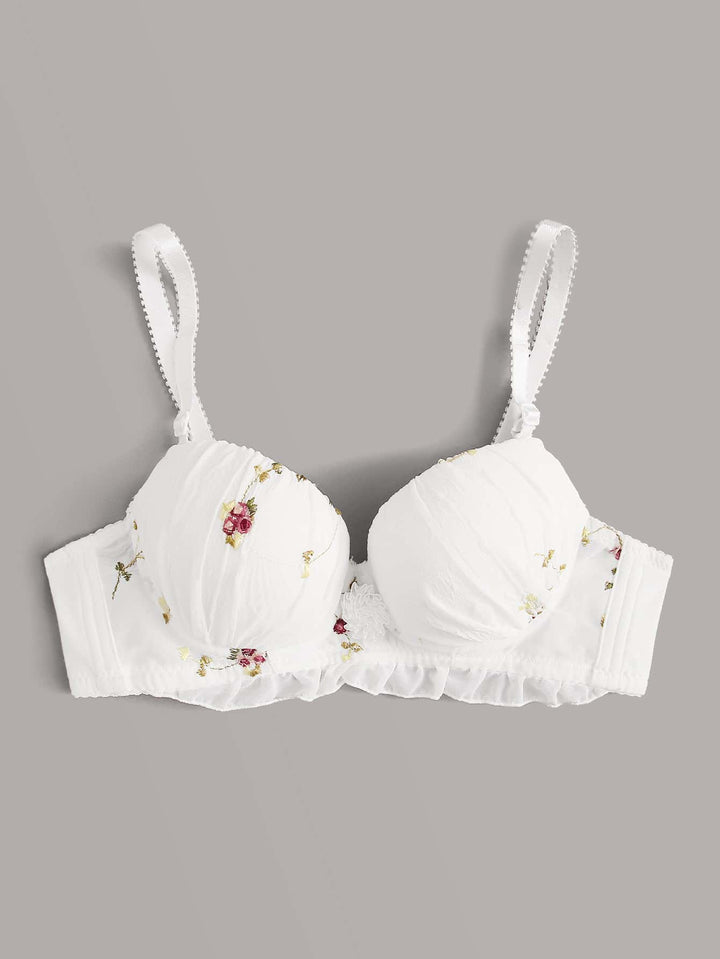 Shein- Floral Embroidery Underwire Bra