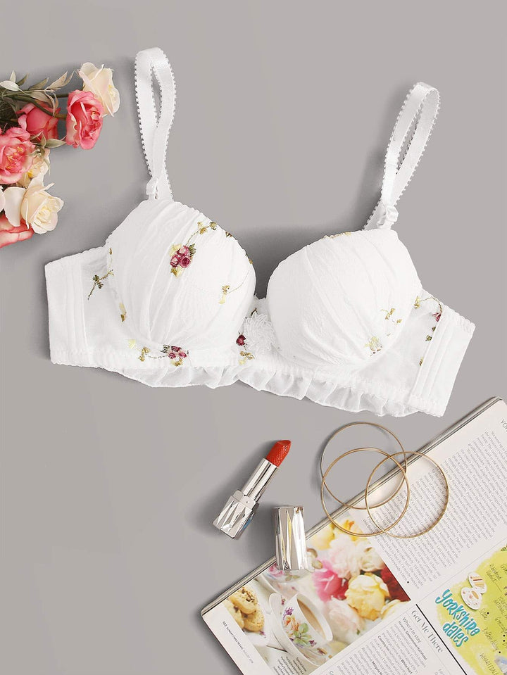 Shein- Floral Embroidery Underwire Bra