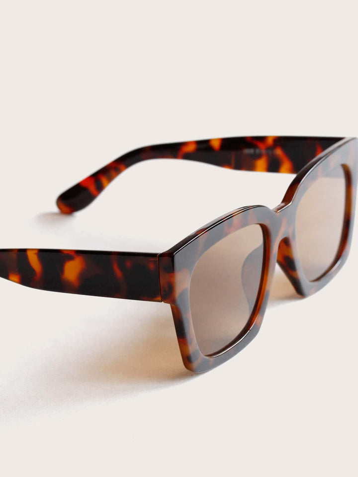 Shein- Tortoiseshell Frame Flat Lens Sunglasses